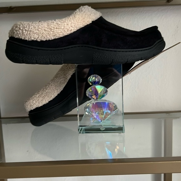 Dearfoams [Mens Large Size 11-12 - NWT] Black Memory Foam Slippers - Picture 2 of 12